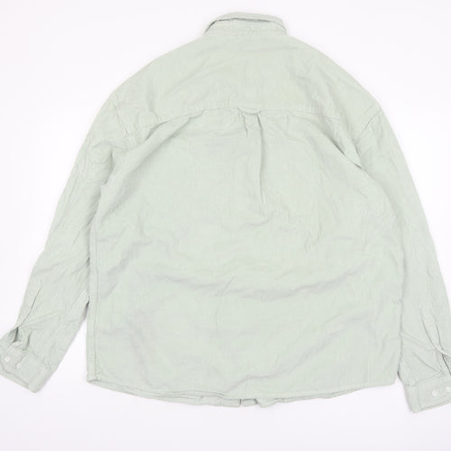 ASOS DESIGN Men's Green Corduroy Button-Up Shirt Long Sleeve Size L