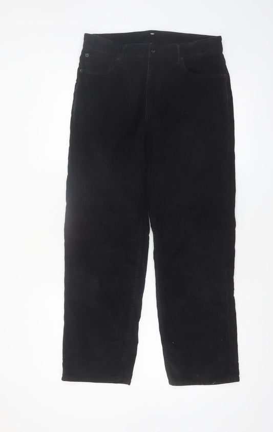 Jigsaw Womens Black Corduroy Straight Leg Trousers Size 28