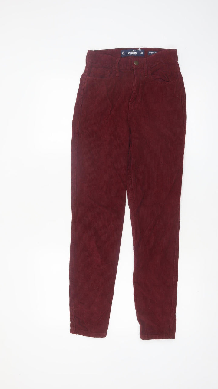 Hollister Womens Red Corduroy Skinny Trousers Size 2XS W23