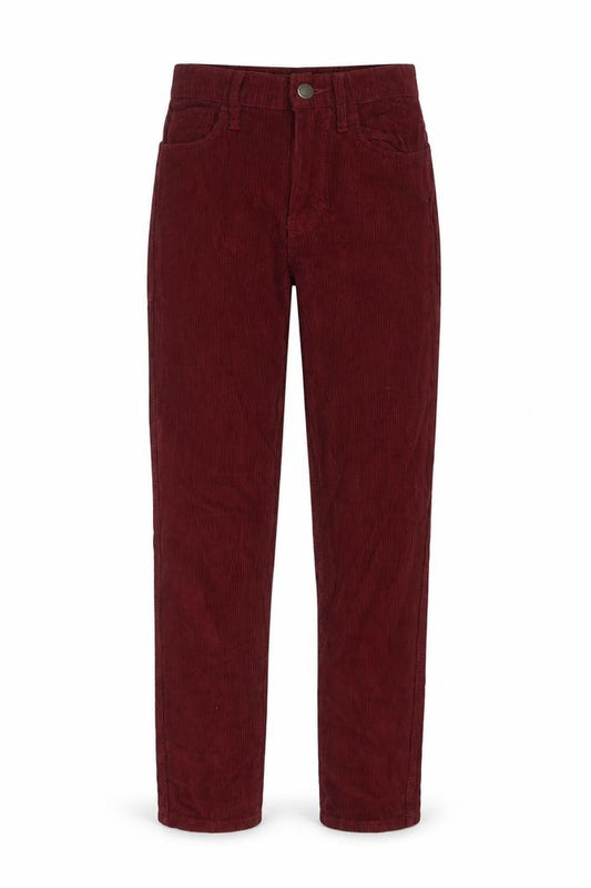 Front view of Hollister women’s red corduroy skinny trousers size 2xs w23