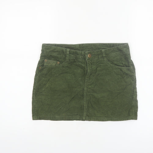 H&M L.O.G.G Women’s Green Corduroy Short Skirt Size 10