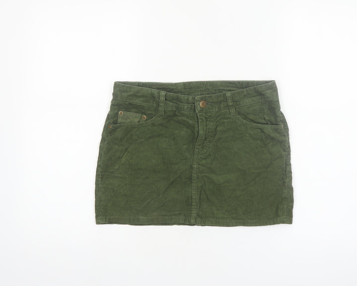 H&M L.O.G.G Women’s Green Corduroy Short Skirt Size 10