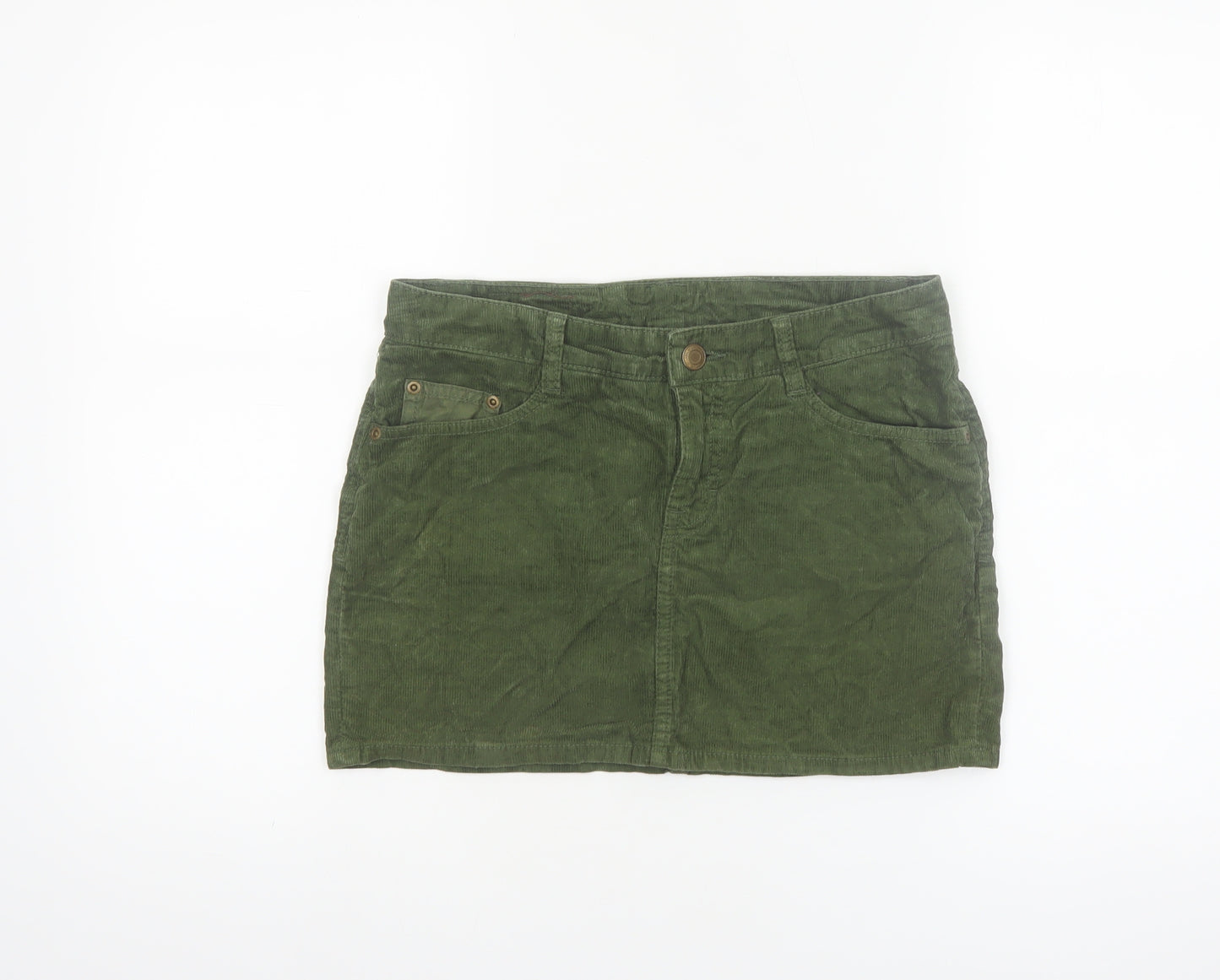 H&M L.O.G.G Women’s Green Corduroy Short Skirt Size 10