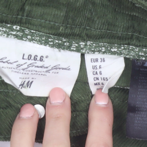 H&M L.O.G.G Women’s Green Corduroy Short Skirt Size 10