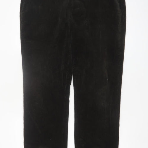 Brook Taverner Men's Black Corduroy Trousers 38R Regular Fit