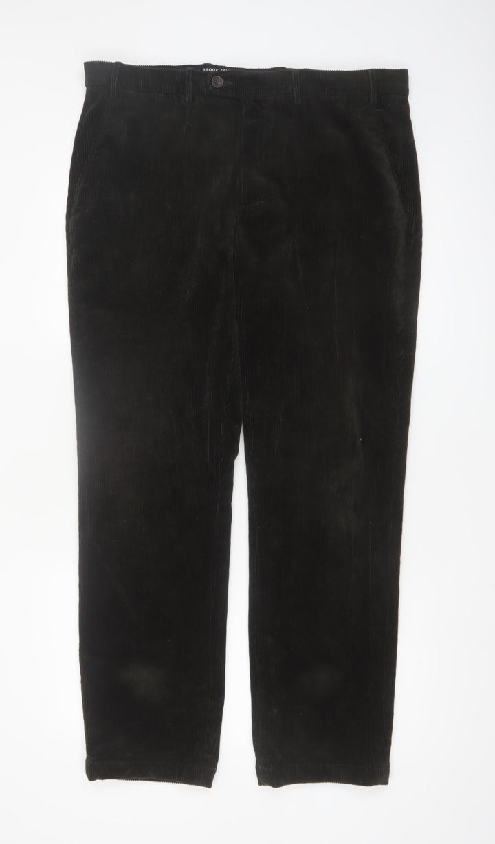 Brook Taverner Men's Black Corduroy Trousers 38R Regular Fit