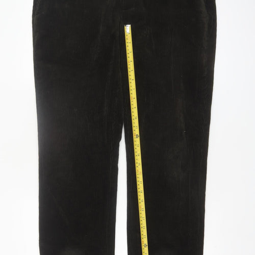Brook Taverner Men's Black Corduroy Trousers 38R Regular Fit