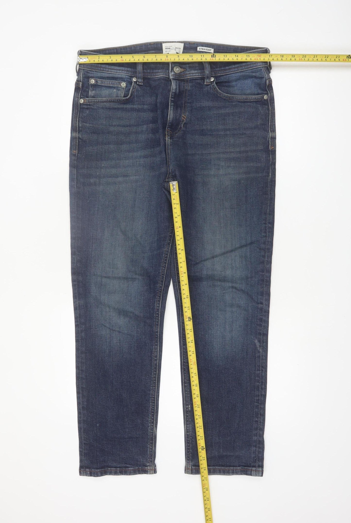River Island Men’s Blue Straight Leg Denim Jeans 34/30