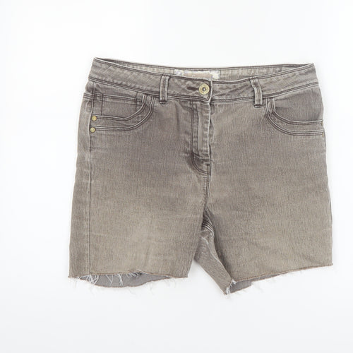 Soon Women’s Grey Cut-Off Denim Shorts Size 14 Stretch Casual