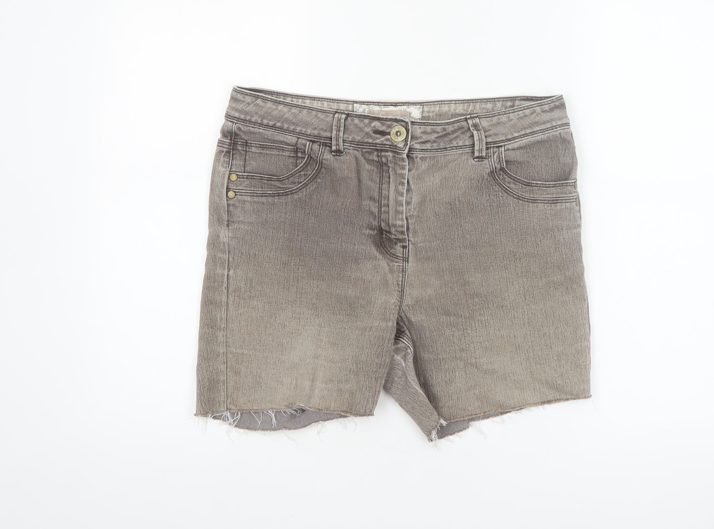 Soon Women’s Grey Cut-Off Denim Shorts Size 14 Stretch Casual