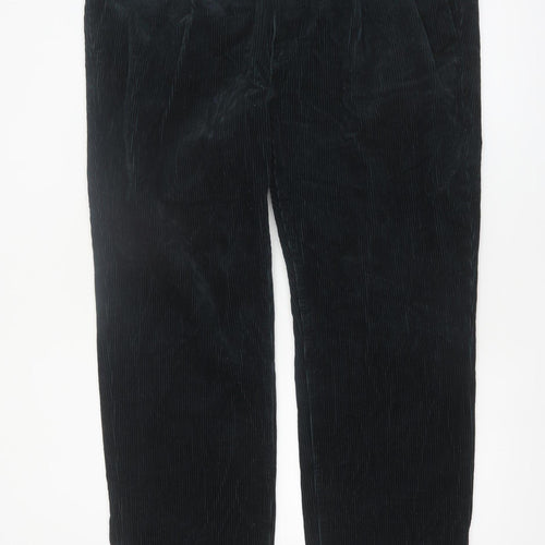 Marks and Spencer Men's Black Corduroy Regular Fit Trousers 42W 31L