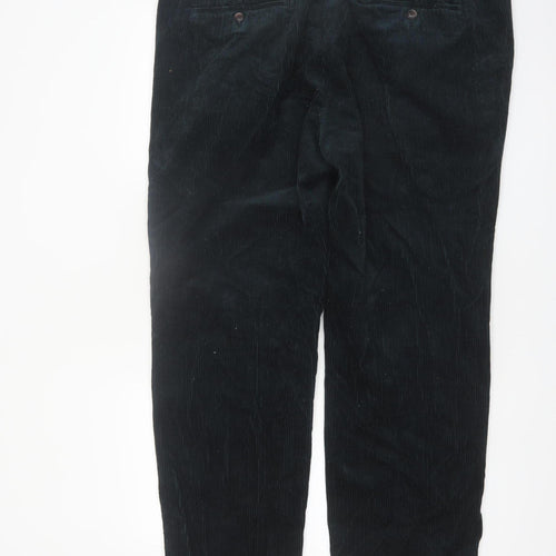 Marks and Spencer Men's Black Corduroy Regular Fit Trousers 42W 31L
