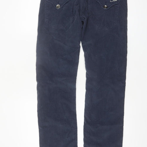 Ed Hardy Men's Blue Corduroy Straight Trousers Size 30x32