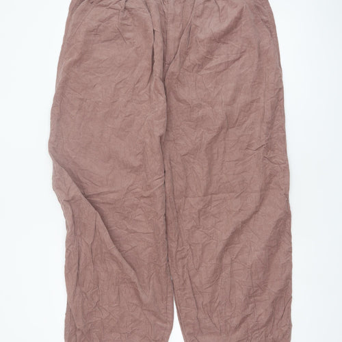 ASOS Design Women's Brown Wide-Leg Cotton Pleated Trousers Size 14