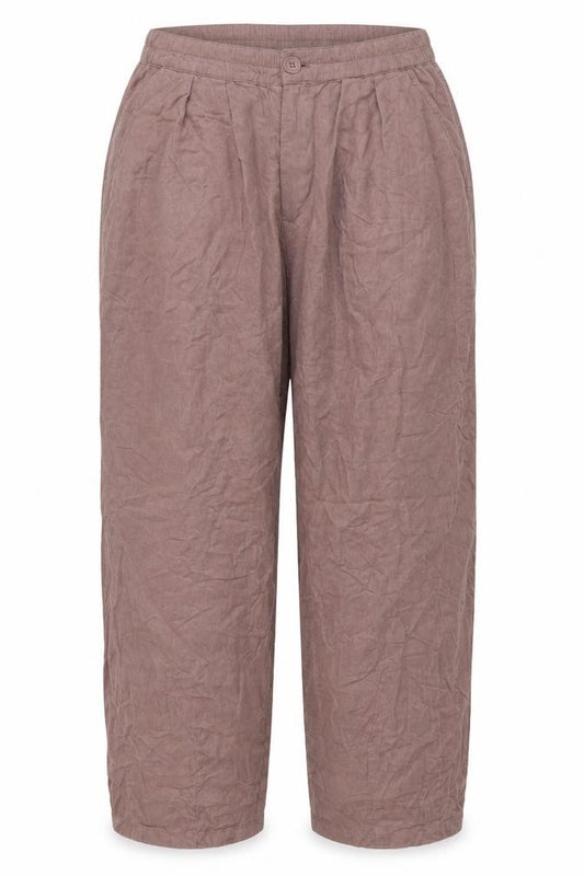 Front view of ASOS Design Women's Brown Wide-Leg Cotton Pleated Trousers, size 14