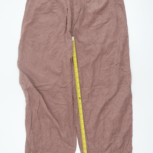 ASOS Design Women's Brown Wide-Leg Cotton Pleated Trousers Size 14