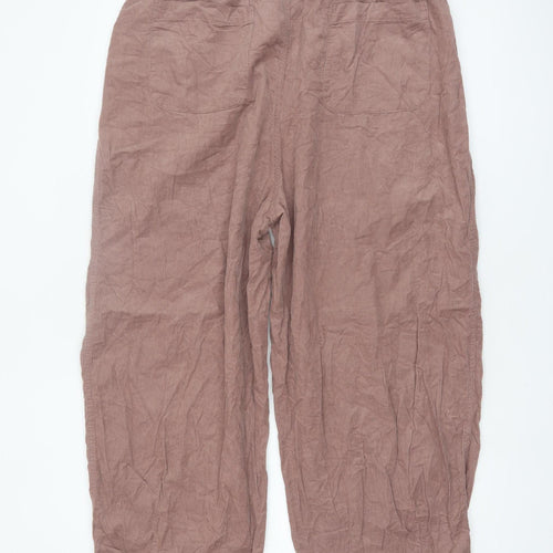 ASOS Design Women's Brown Wide-Leg Cotton Pleated Trousers Size 14