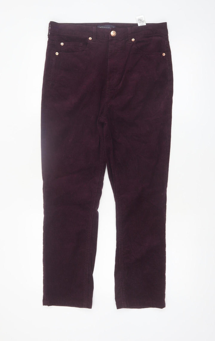 Marks and Spencer Women Purple Corduroy Chino Trousers Size 12 Regular