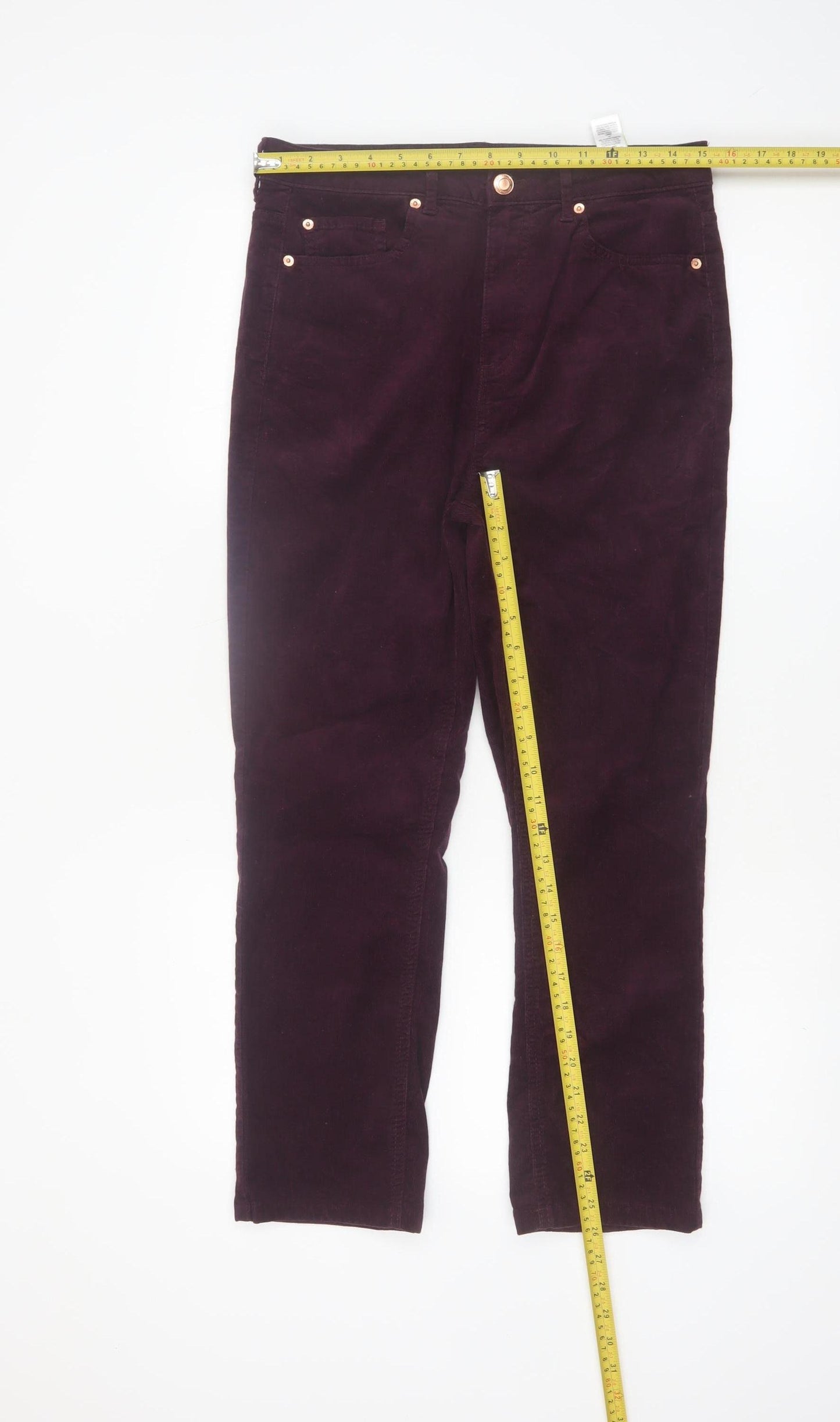 Marks and Spencer Women Purple Corduroy Chino Trousers Size 12 Regular