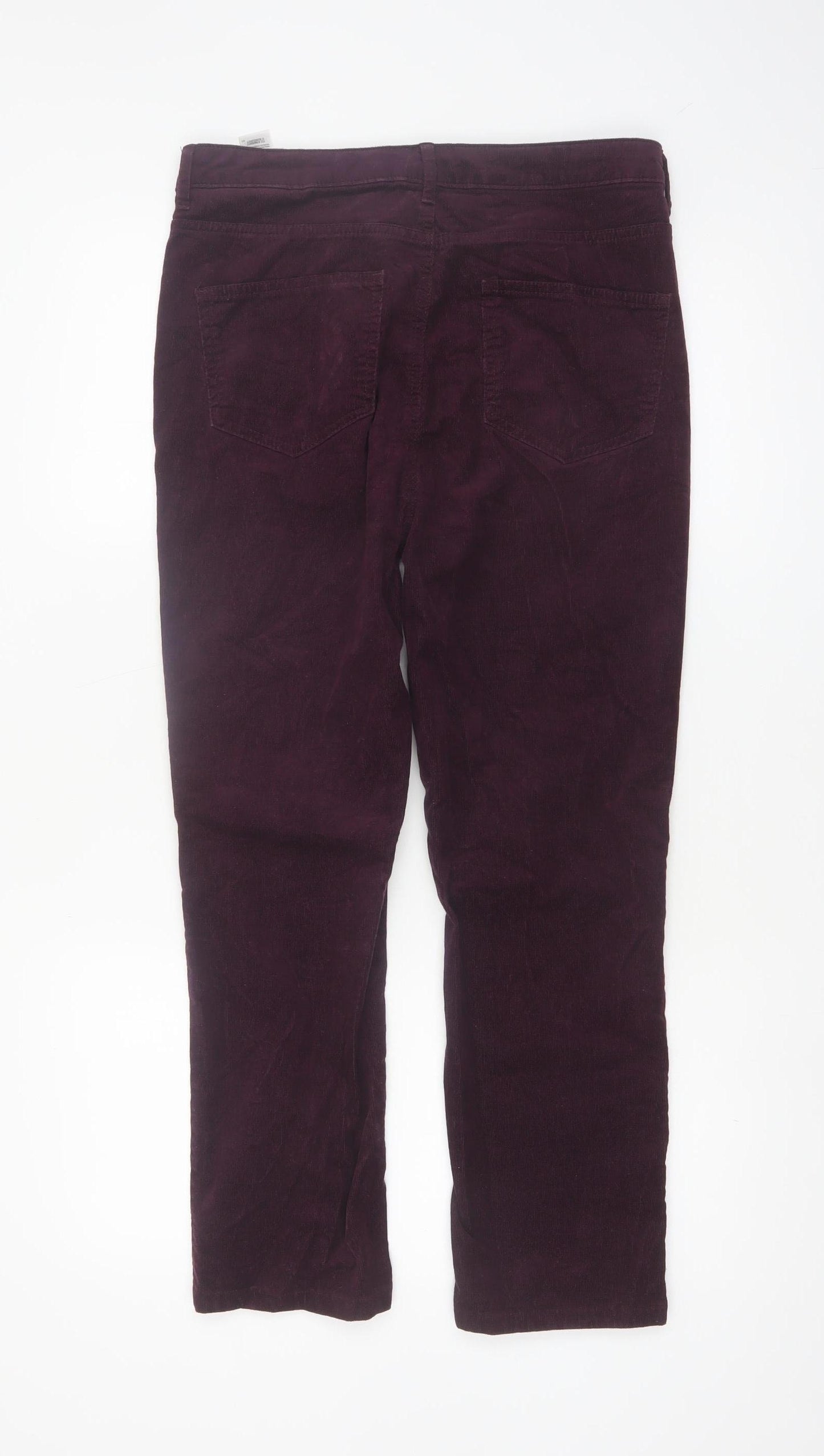 Marks and Spencer Women Purple Corduroy Chino Trousers Size 12 Regular
