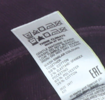 Marks and Spencer Women Purple Corduroy Chino Trousers Size 12 Regular