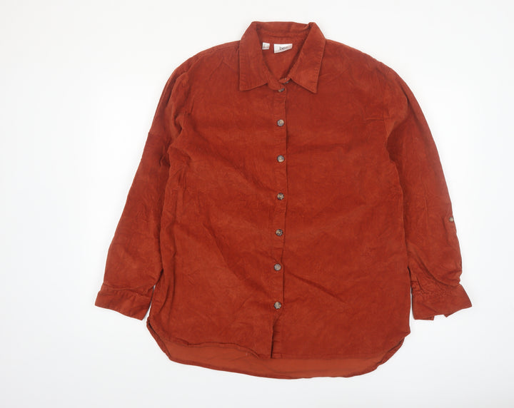 bonprix collection Women's Brown Corduroy Button-Up Shirt Size 16