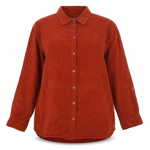 bonprix collection Women's Brown Corduroy Button-Up Shirt Size 16