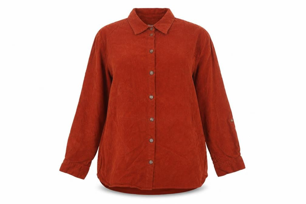 bonprix collection Women's Brown Corduroy Button-Up Shirt Size 16