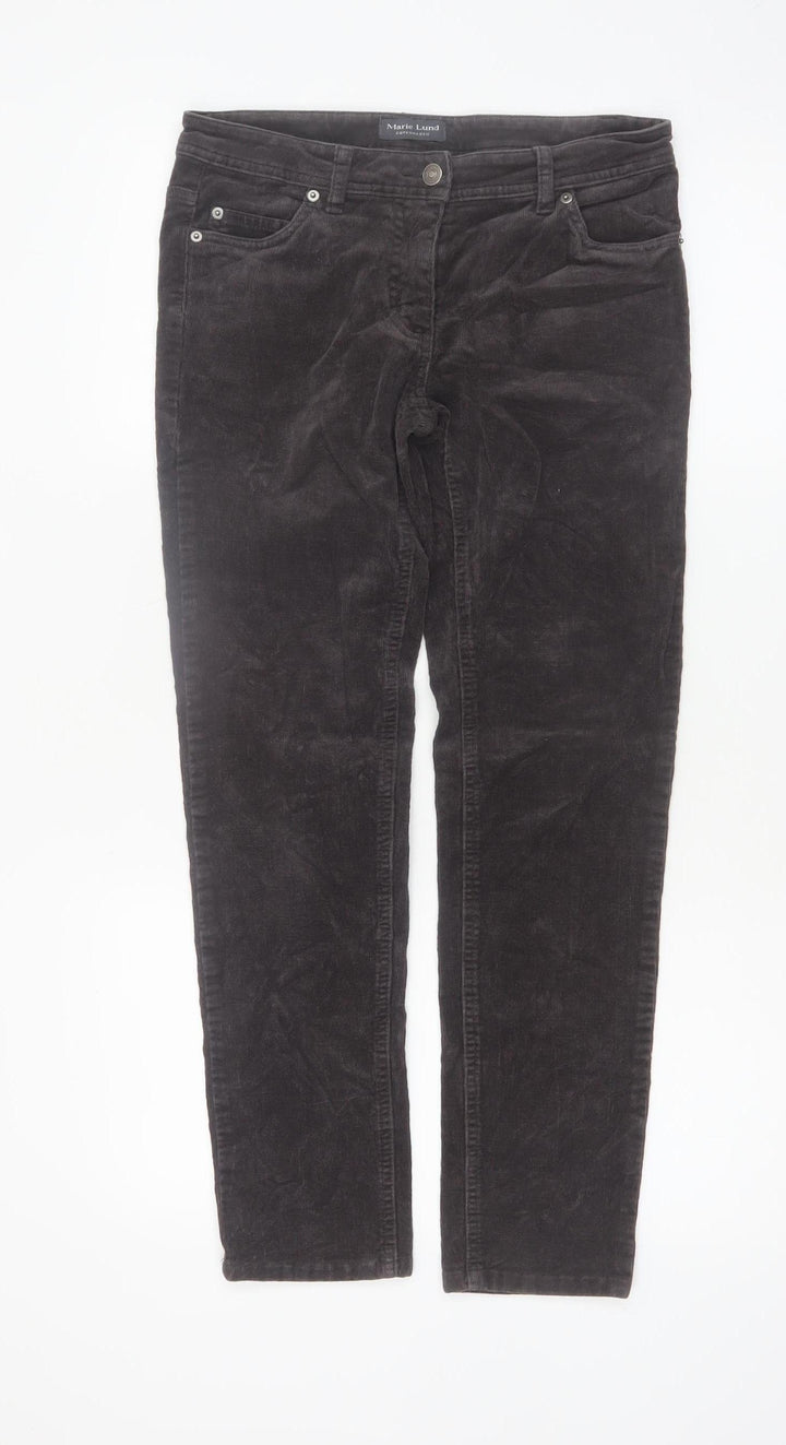 Marie Lund Women's Brown Corduroy Chino Trousers Size 8 Slim Fit