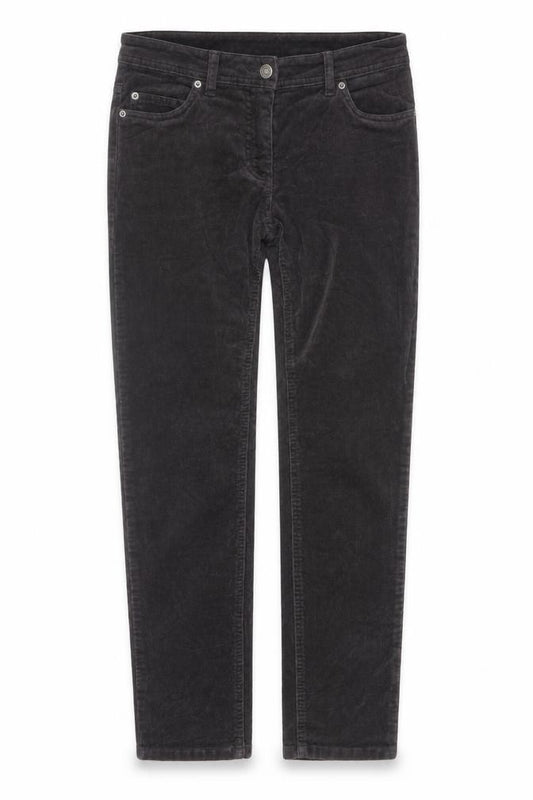 Front view of Marie Lund Women's Brown Corduroy Chino Trousers, size 8 Slim, Fit