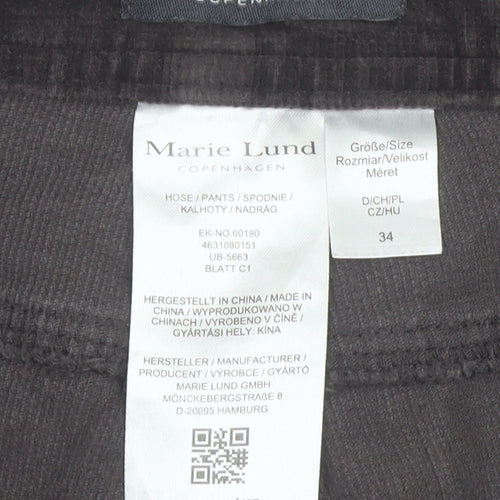 Marie Lund Women's Brown Corduroy Chino Trousers Size 8 Slim Fit