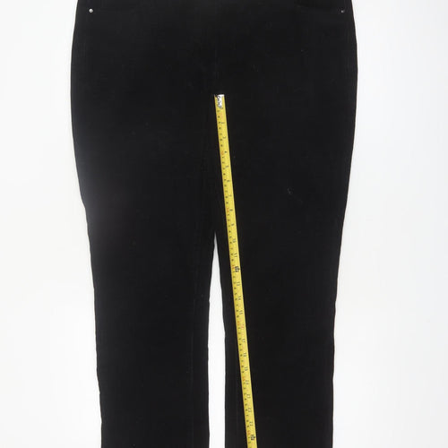 M&Co Women Black Corduroy Stretch Straight Trousers Size 16