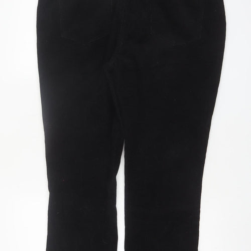 M&Co Women Black Corduroy Stretch Straight Trousers Size 16