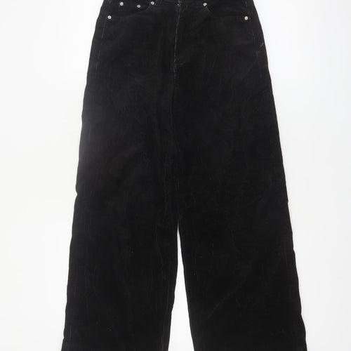 Marks and Spencer Womens Black Corduroy Wide Leg Trousers Size 6