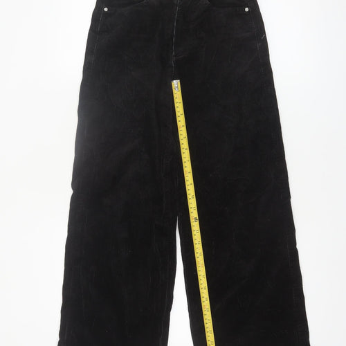 Marks and Spencer Womens Black Corduroy Wide Leg Trousers Size 6