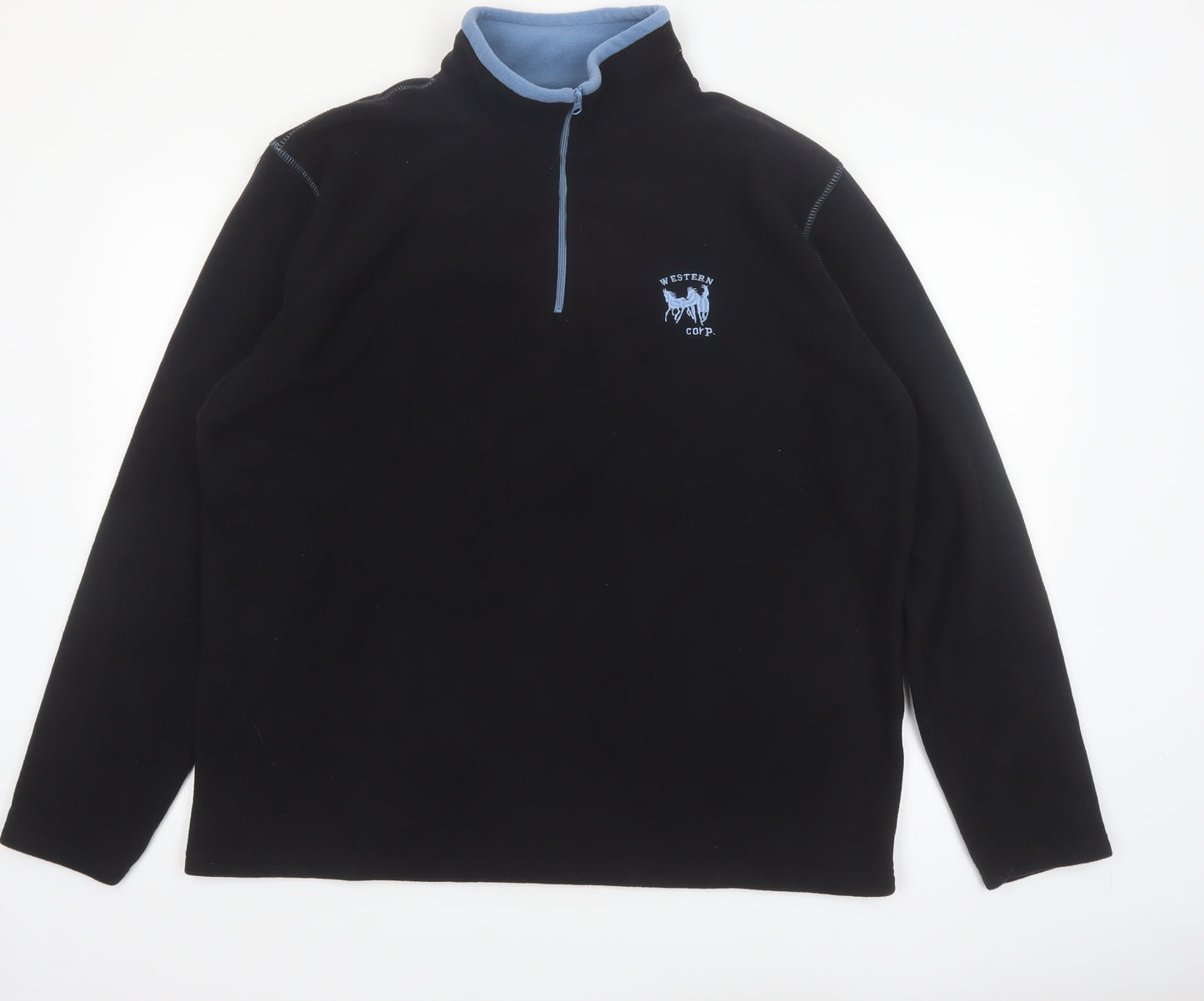 Atlas For Men Black Fleece Quarter Zip Pullover Sweatshirt Size L