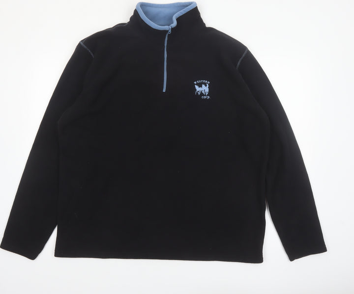 Atlas For Men Black Fleece Quarter Zip Pullover Sweatshirt Size L