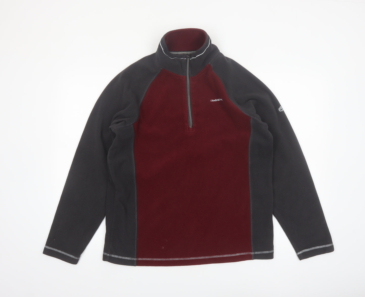 Craghoppers Men’s Red Black Fleece 1/4 Zip Pullover Sweatshirt L