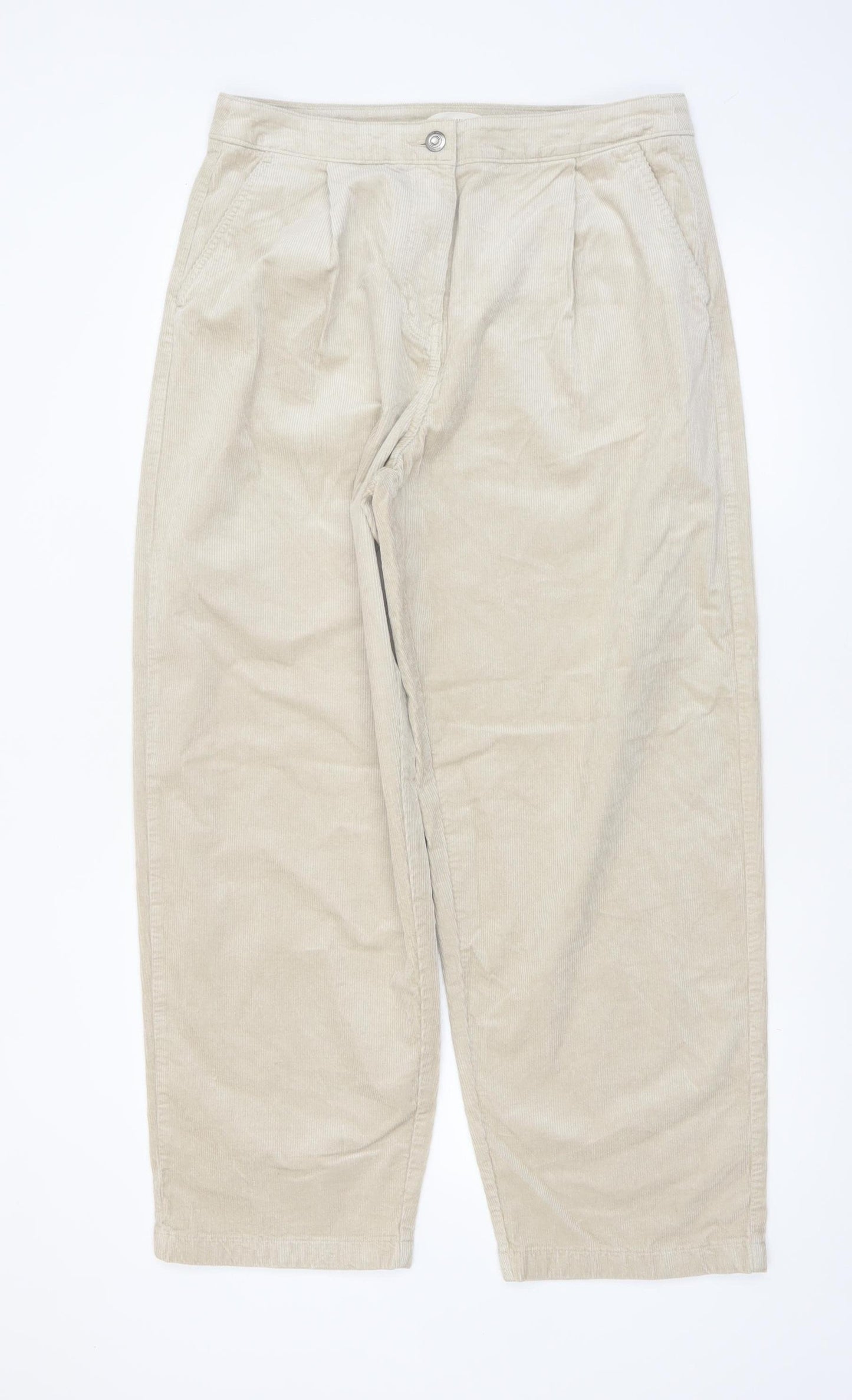 Marks and Spencer Per Una Women’s Beige Corduroy Chino Trousers Size 14 Regular