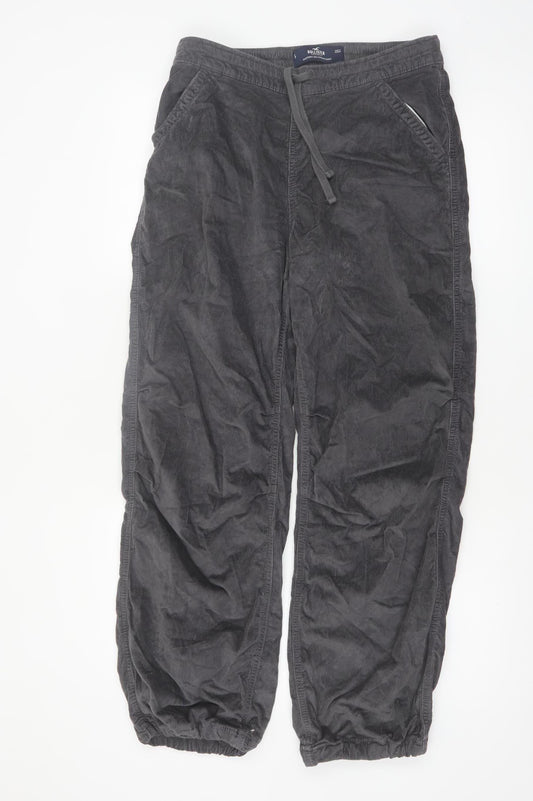 Hollister Women’s Grey Corduroy Jogger Trousers Size S Adjustable Waist