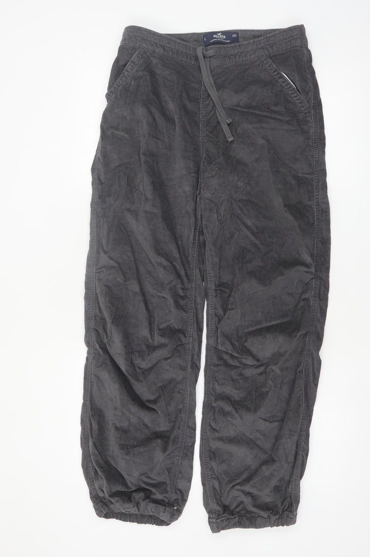 Hollister Women’s Grey Corduroy Jogger Trousers Size S Adjustable Waist