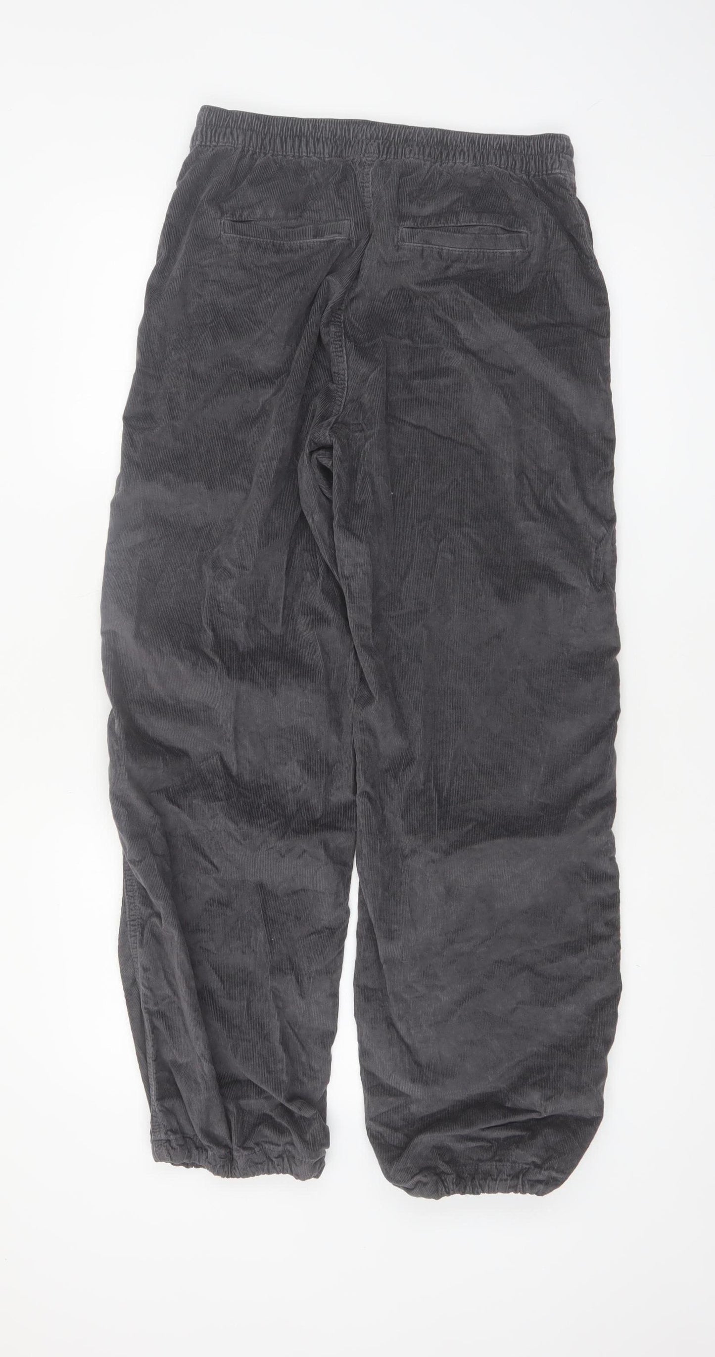 Hollister Women’s Grey Corduroy Jogger Trousers Size S Adjustable Waist