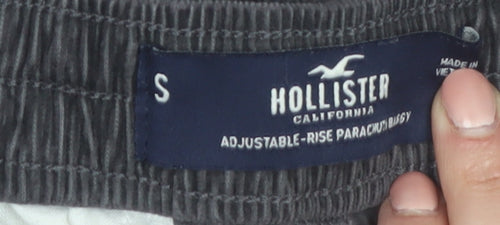 Hollister Women’s Grey Corduroy Jogger Trousers Size S Adjustable Waist