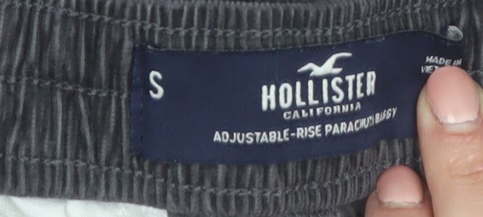 Hollister Women’s Grey Corduroy Jogger Trousers Size S Adjustable Waist