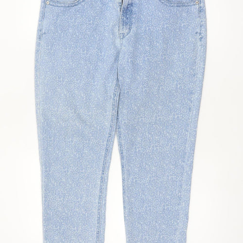 Jordache Women's Blue Floral Cropped Skinny Jeans Size 14