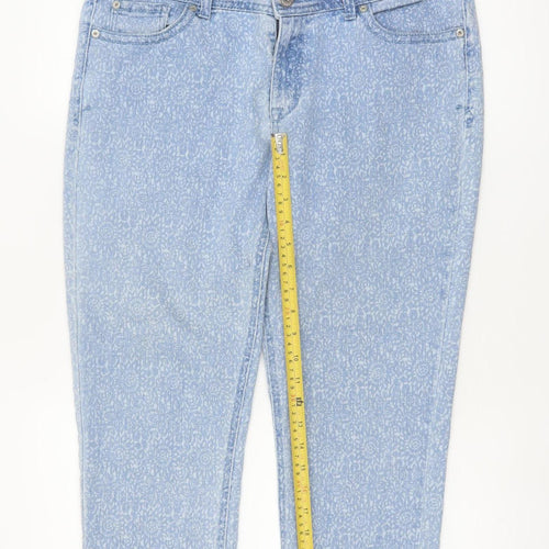 Jordache Women's Blue Floral Cropped Skinny Jeans Size 14