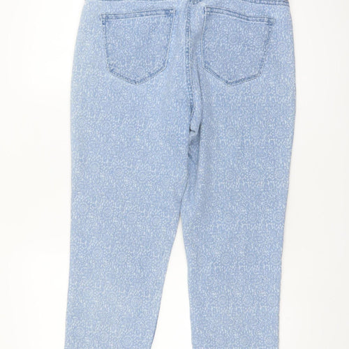 Jordache Women's Blue Floral Cropped Skinny Jeans Size 14