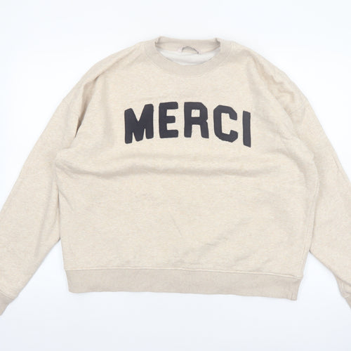Tu Womens Beige Merci Cotton Blend Pullover Sweatshirt M
