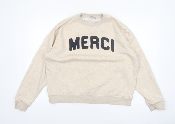 Tu Womens Beige Merci Cotton Blend Pullover Sweatshirt M