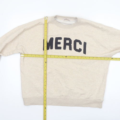 Tu Womens Beige Merci Cotton Blend Pullover Sweatshirt M